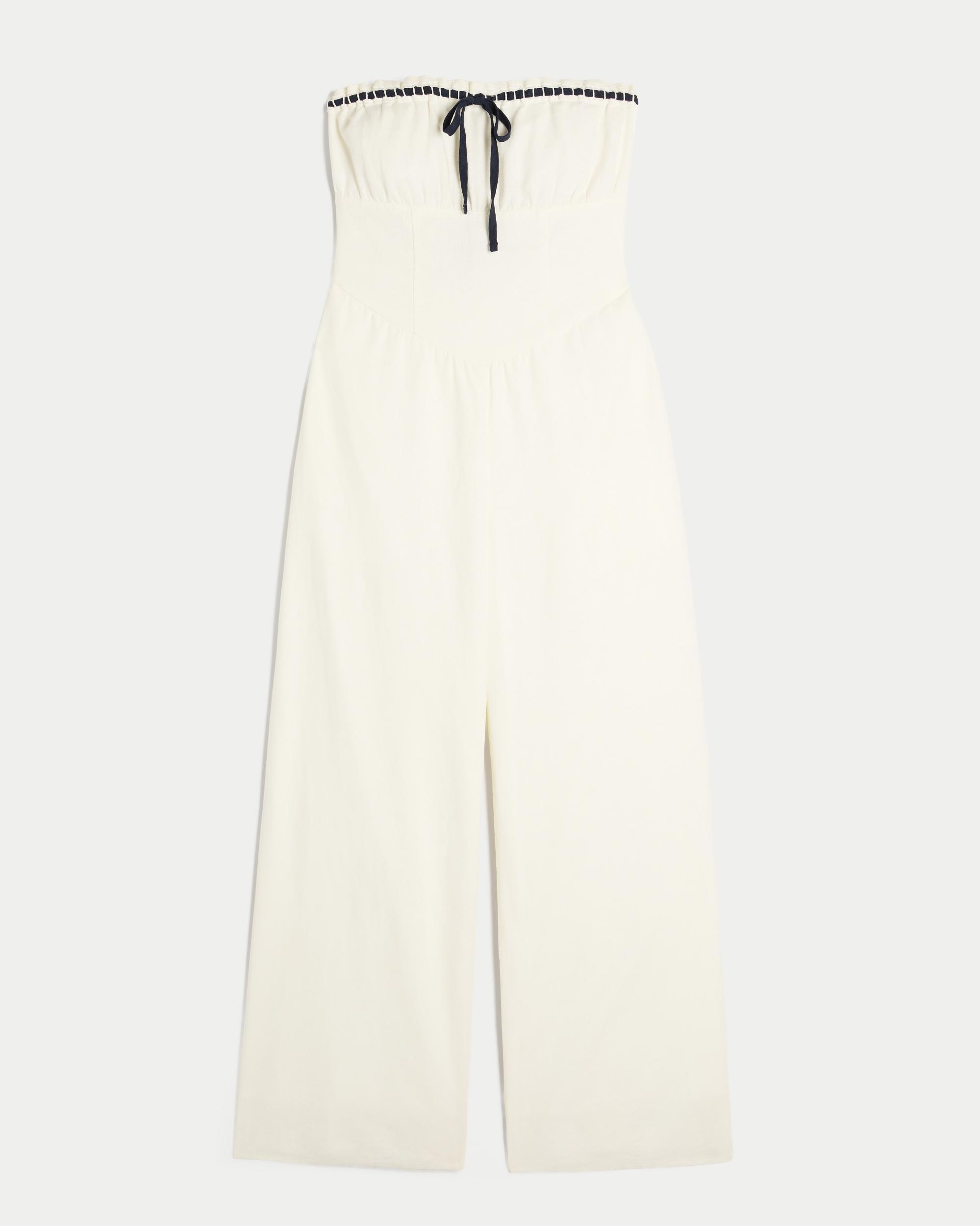 Linen-Blend Strapless Jumpsuit Product Image