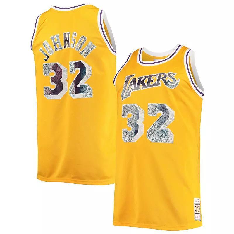 Men's Mitchell & Ness Magic Johnson Gold Los Angeles Lakers Big & Tall 1984-85 NBA 75th Anniversary Diamond Swingman Jersey, Size: XLT Product Image