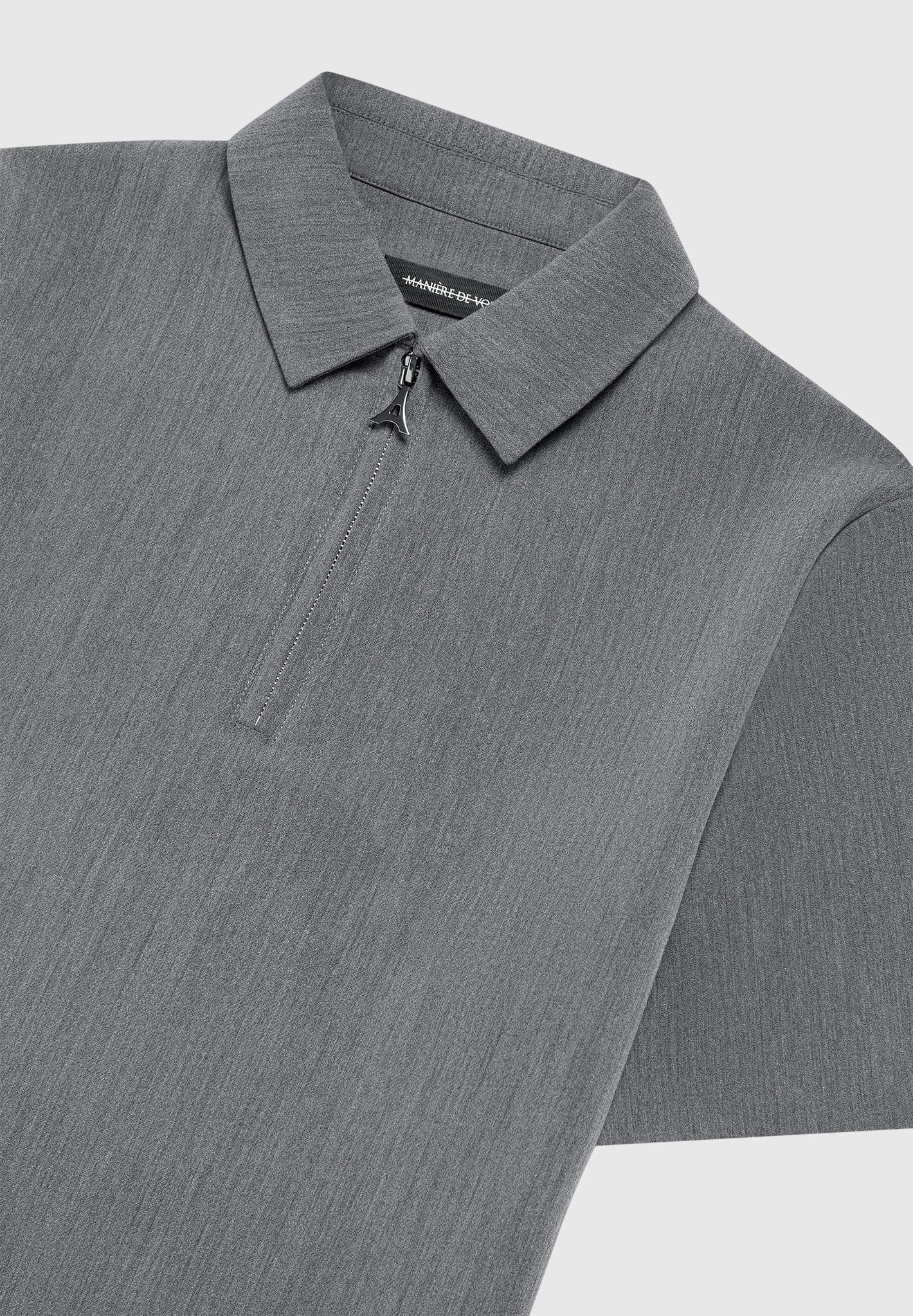 Tailored Zip Polo Top - Dark Grey Male Product Image