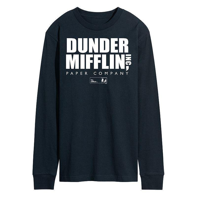 Mens The Office Dunder Mifflin Logo Long Sleeve Tee Blue Product Image