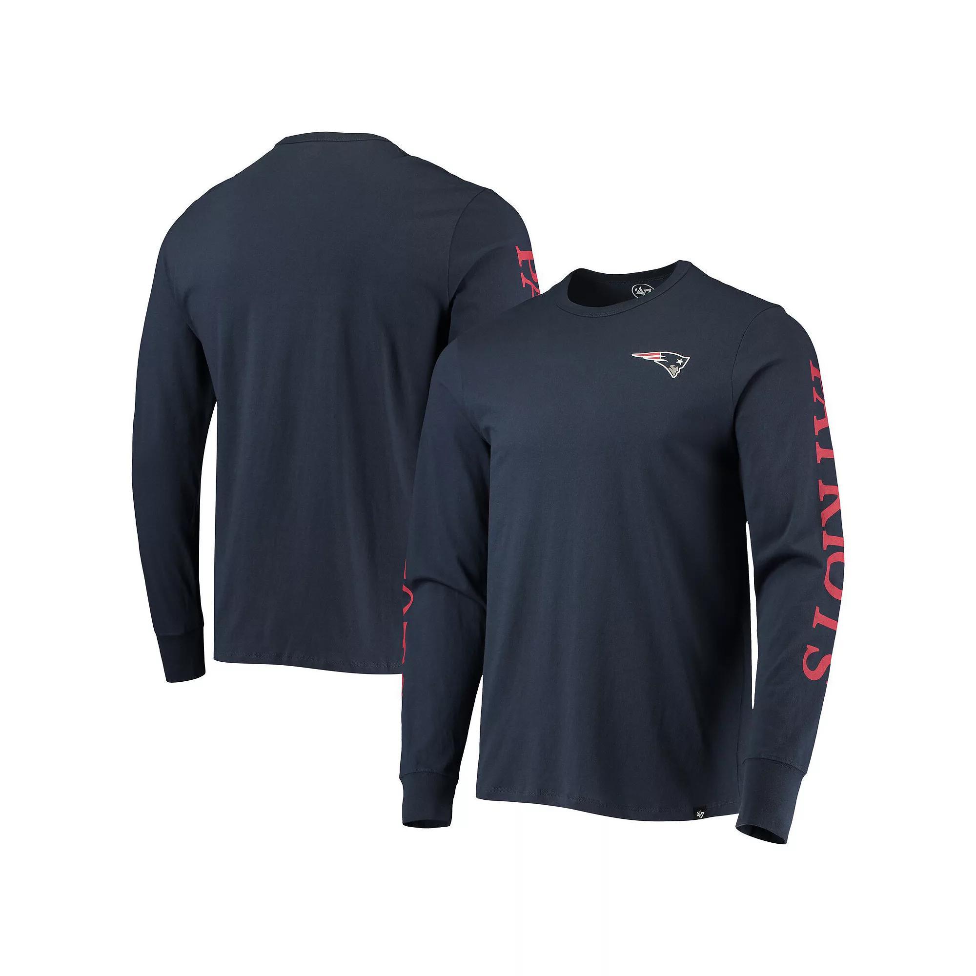 Men's '47 Navy New England Patriots Franklin Long Sleeve T-Shirt, Size: 2XL, Blue Product Image
