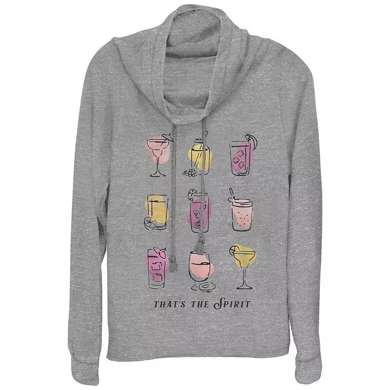 Women's Cocktails That's The Spirit Cowlneck Graphic Lightweight Long Sleeve, Girl's, Size: XS, Gray Grey Product Image