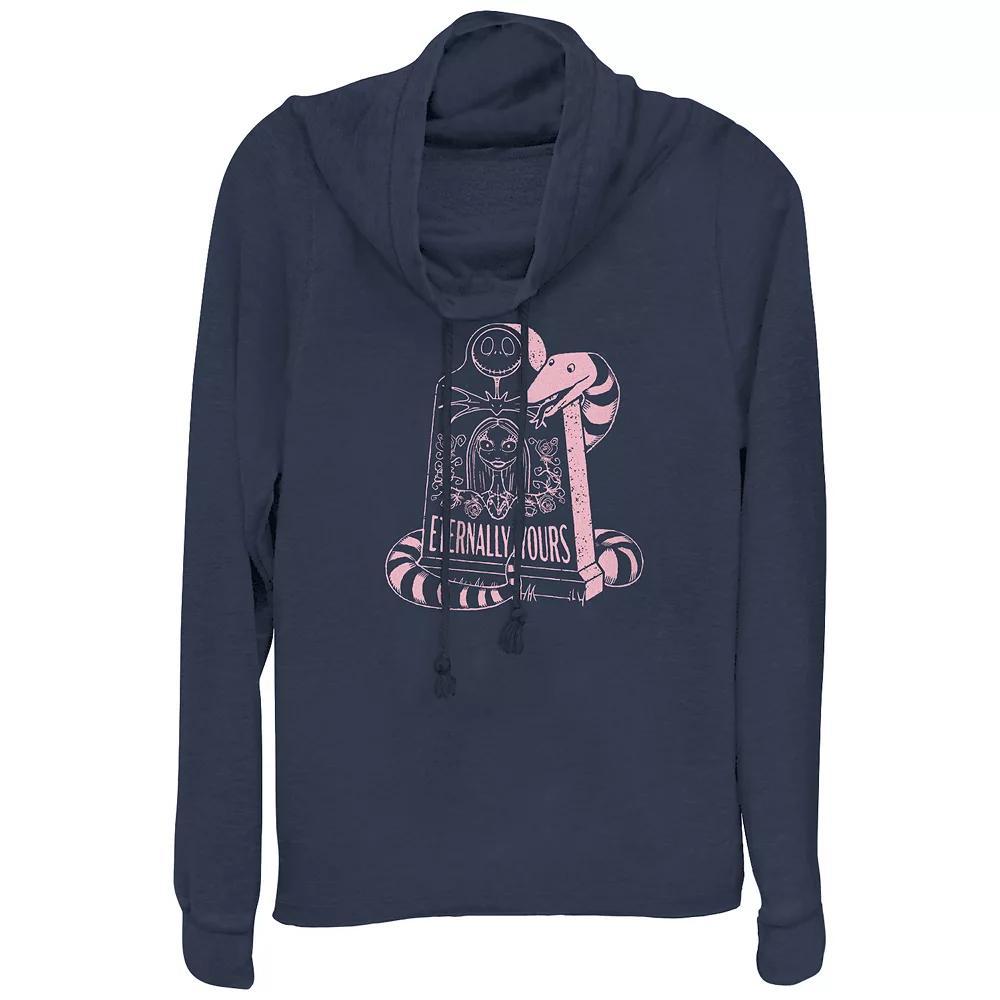 Disney's The Nightmare Before Christmas Jack Skellington And Sally Eternally Yours Gravestone Plus Size Cowlneck Graphic Lightweight Long Sleeve, Women's, Size: 3XL, Blue Product Image