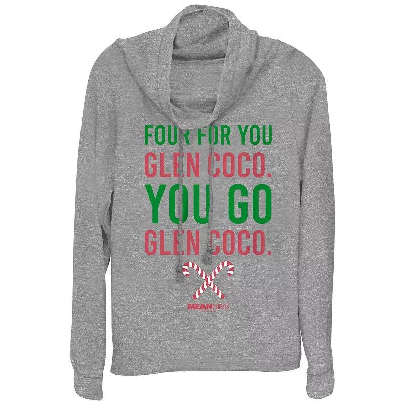 Women's Mean Girls Four For You Glen Coco You Go Glen Coco Cowlneck Graphic Lightweight Long Sleeve, Size: Large, Gray Grey Product Image