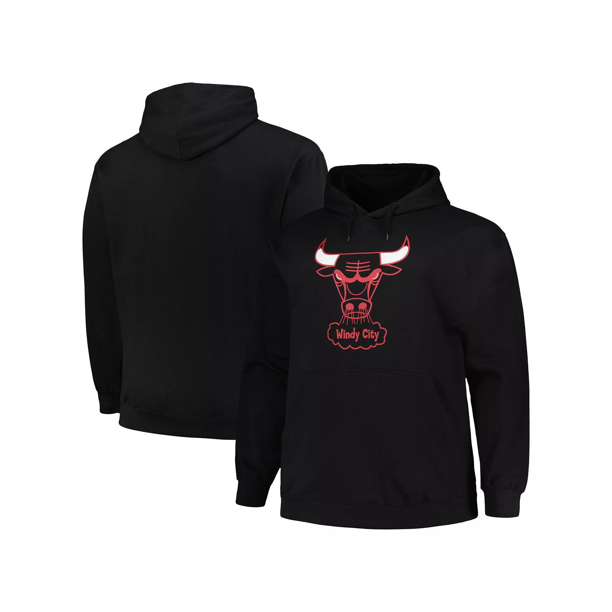 Men's Mitchell & Ness Black Chicago Bulls Hardwood Classics Big & Tall Pullover Hoodie, Size: 2XLT Product Image