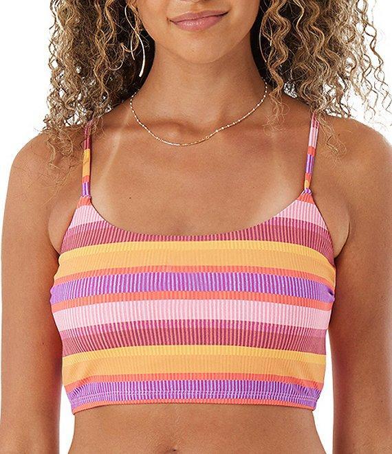 Roxy Coastal Current Rainbow Summer Stripes Low Waist Hipster Swim Bottom Product Image