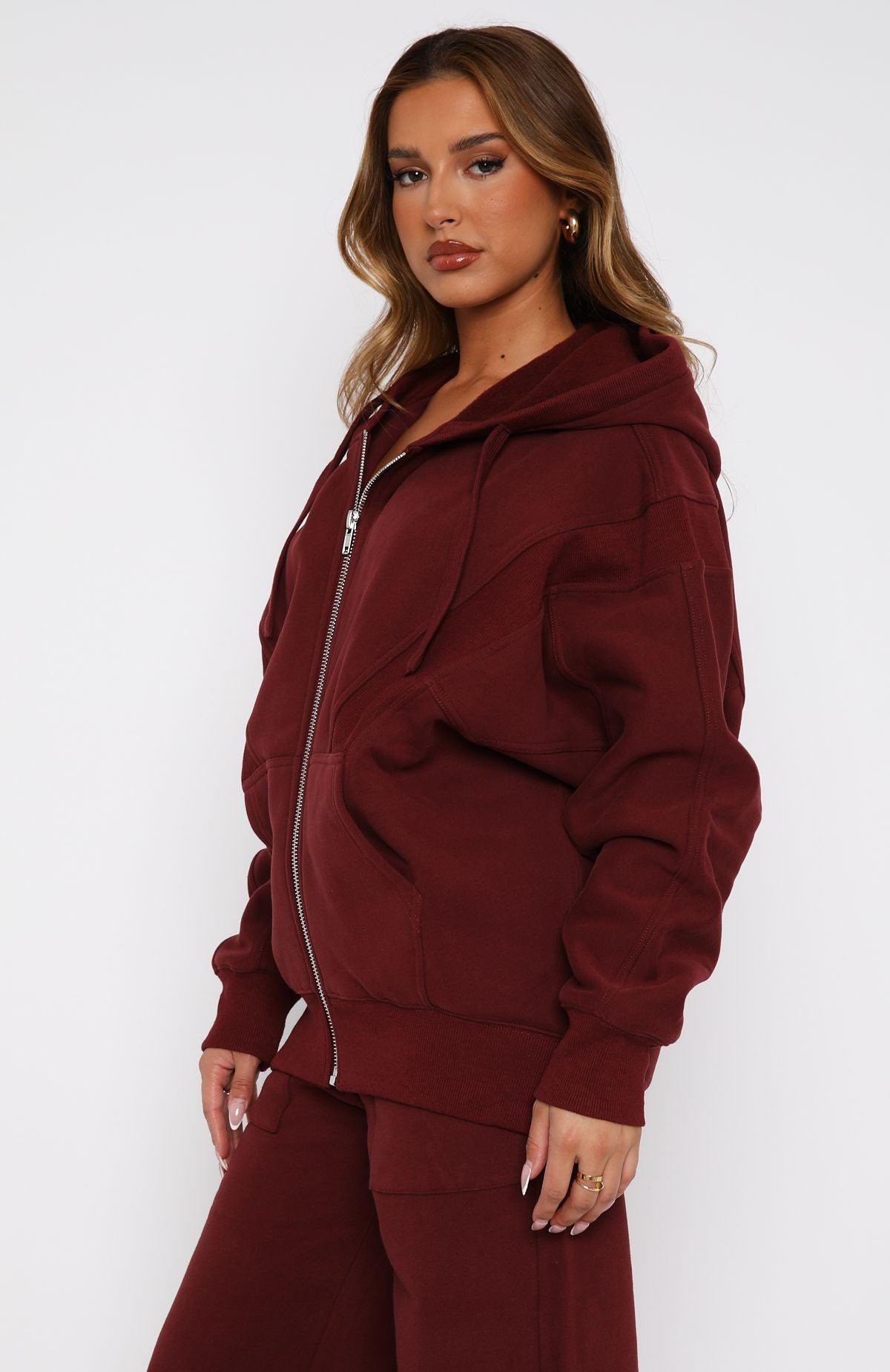 Everything You Want Zip Front Hoodie Merlot Product Image