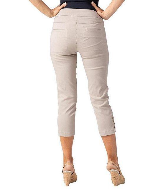 Slimsation® by Multiples Straight Ladder Hem Pull-On Twill Crop Pants Product Image