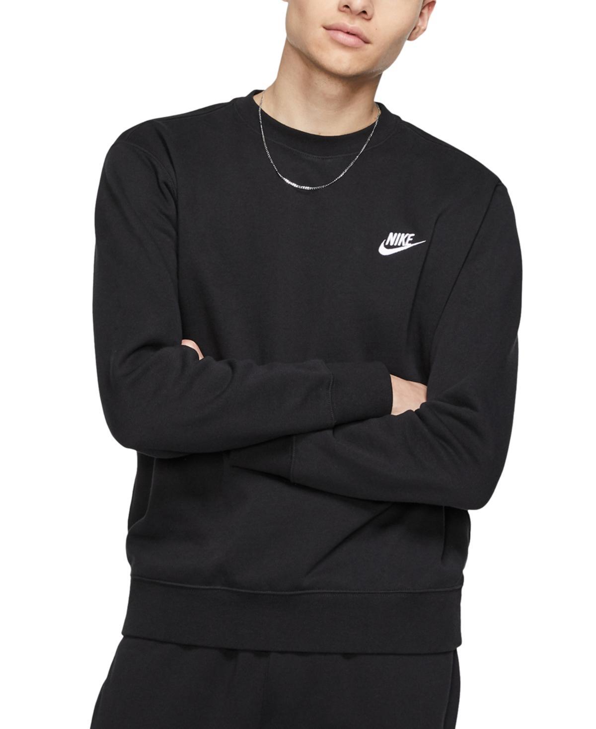 Nike Men's Club Crewneck Sweatshirt in Black/white at Nordstrom, Size Large Product Image