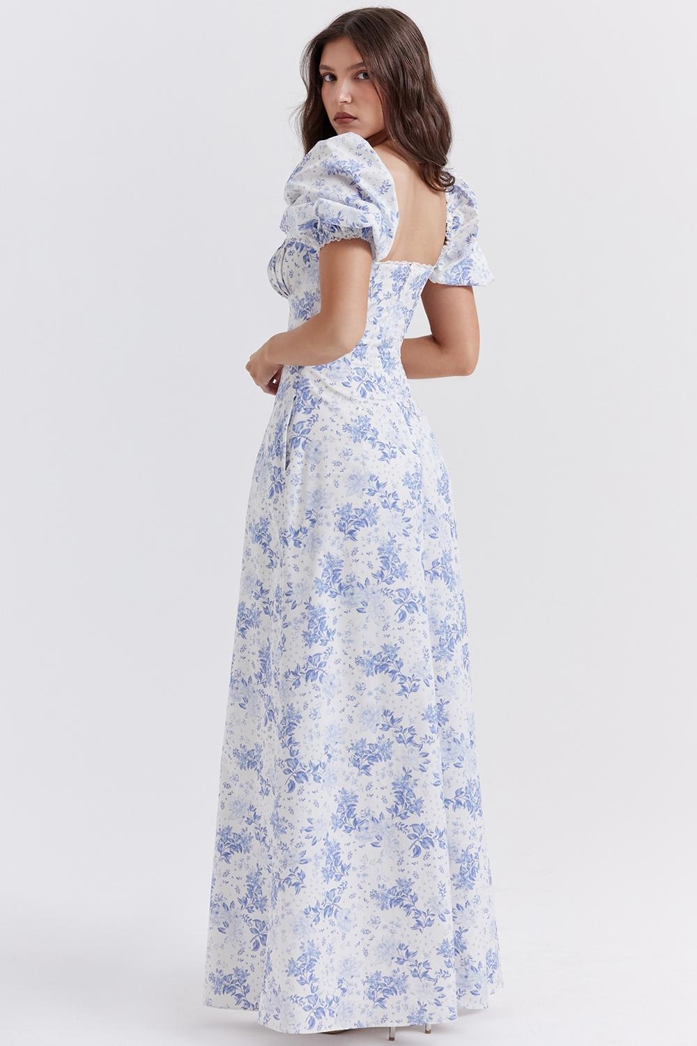 Felizia Blue Print Puff Sleeve Sundress - SALE Product Image