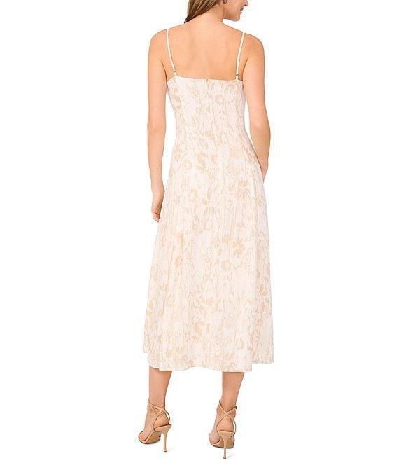 Vince Camuto Printed V-Neck Sleeveless A Line Midi Dress Product Image