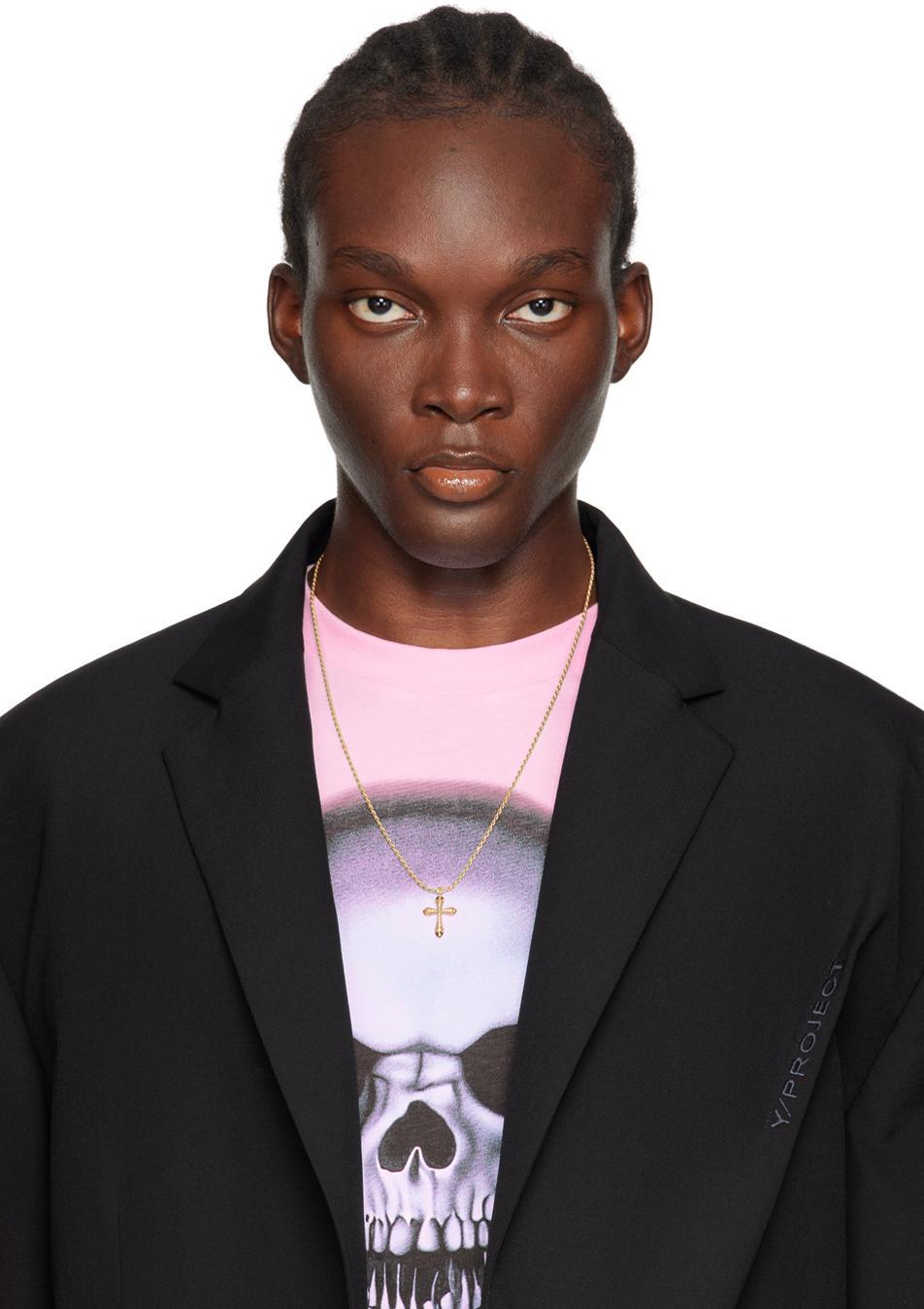 EMANUELE BICOCCHI Ssense Exclusive Gold Thin Cross Necklace Product Image