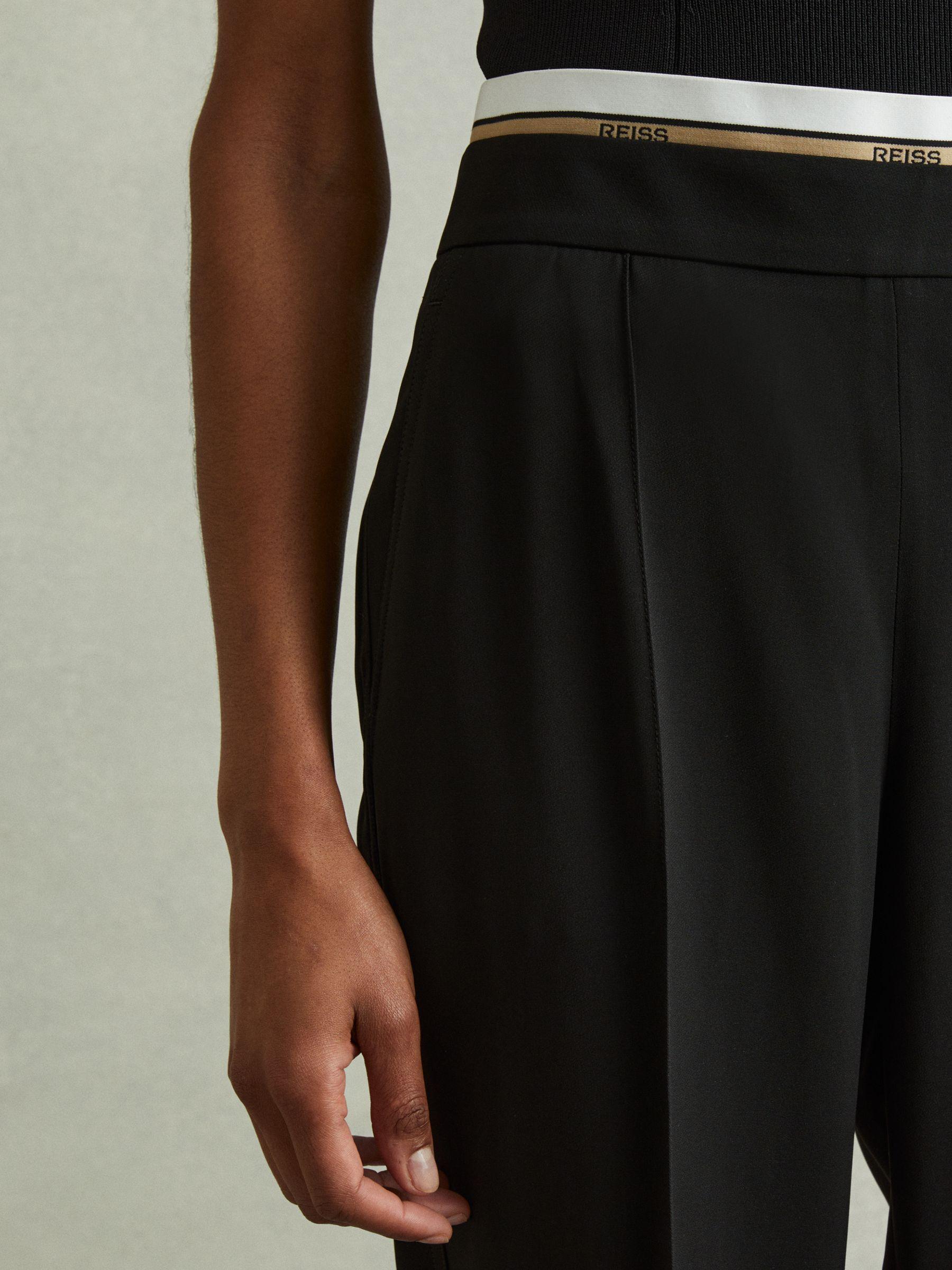 Waistband Detail Wide Leg Trousers in Black Product Image