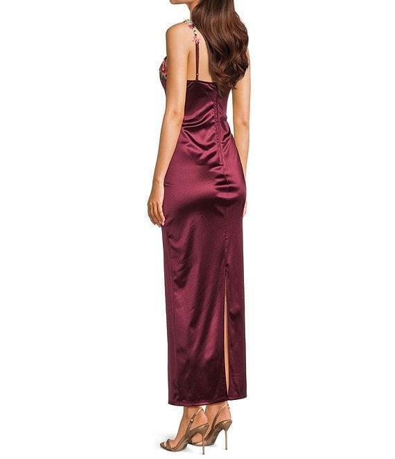 B. Darlin Adjustable Spaghetti Straps Sweetheart Neckline Floral Lace Dress Product Image