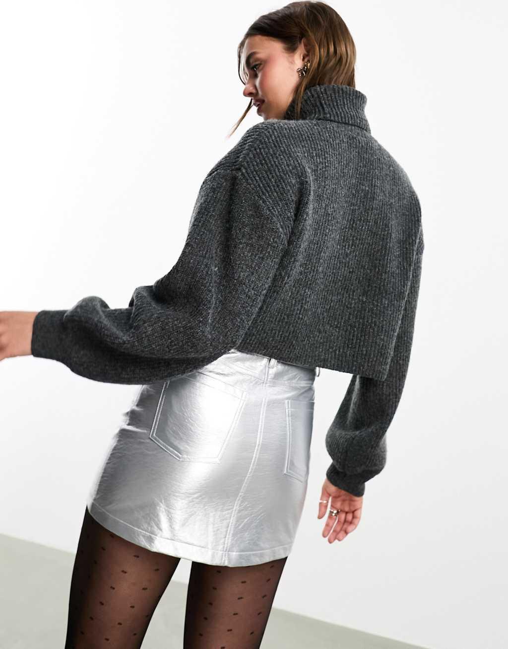 Monki cropped high neck sweater Product Image