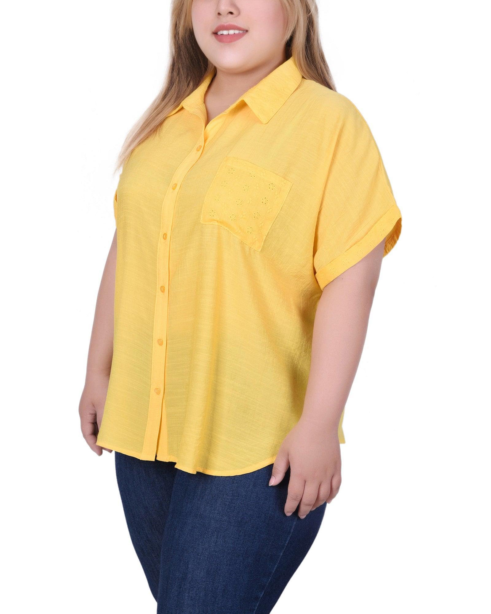 Yellow Short Extended Sleeve Blouse - Plus Size Product Image
