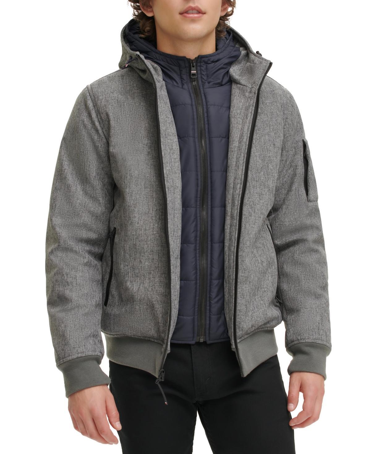 Tommy Hilfiger Mens Hoodie Bomber Combo Jacket - Midnight/Ice Product Image