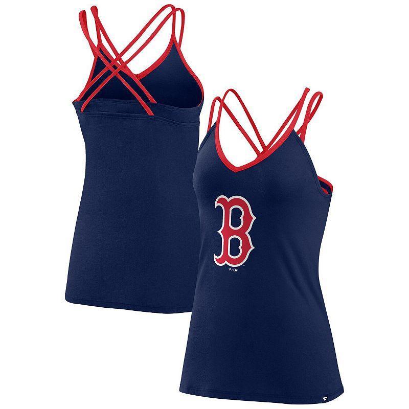 Women's Fanatics Branded Navy Boston Red Sox Barrel It Up Cross Back V-Neck Tank Top, Size: Medium, Blue Product Image