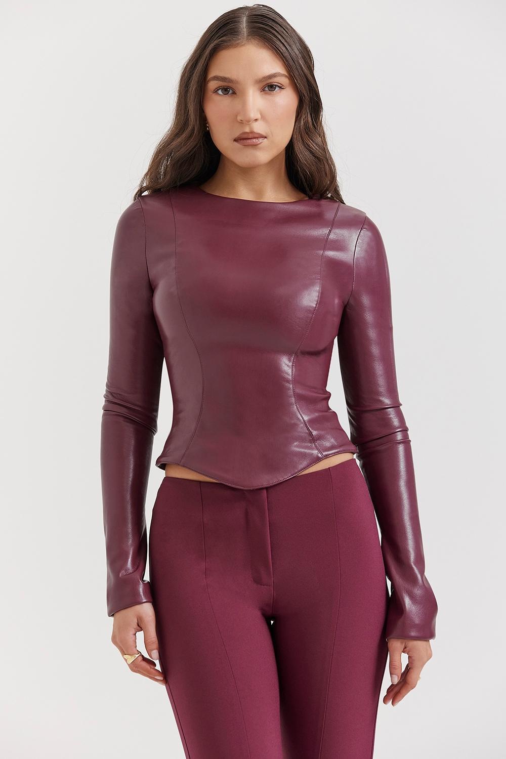 Mylah  wine vegan leather top Product Image
