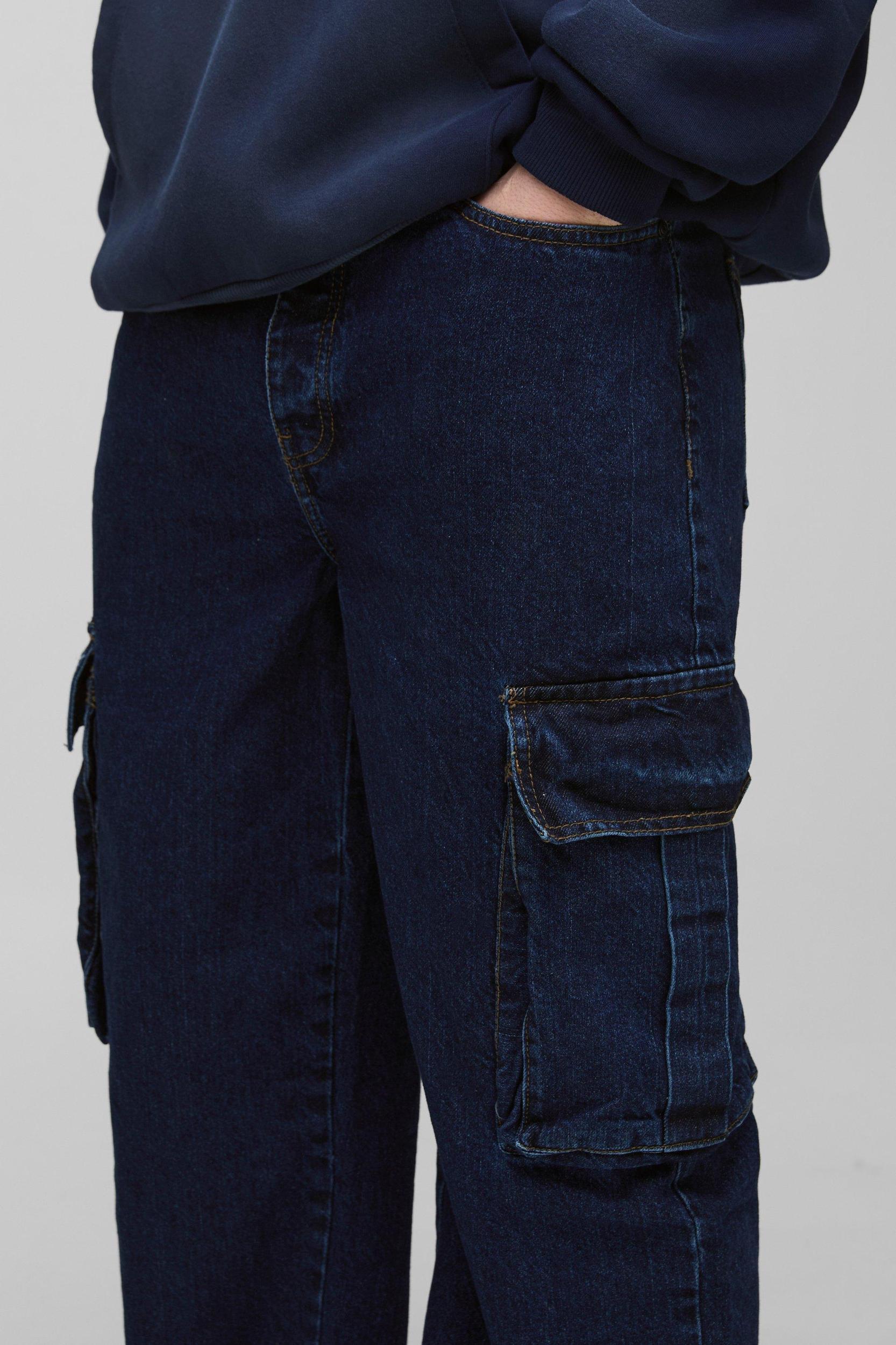 Tall Relaxed Rigid Cargo Jeans | boohooMAN USA Product Image