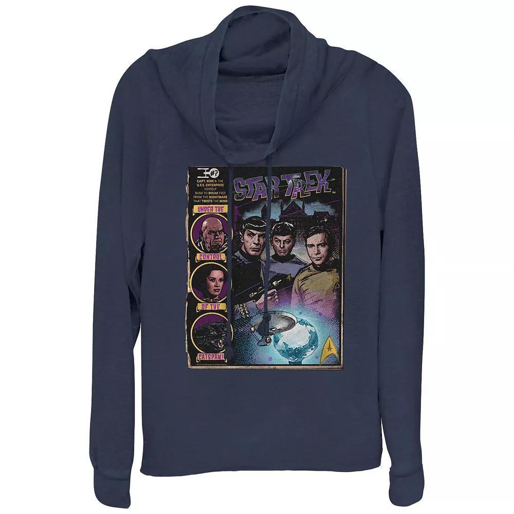 Plus Size Star Trek Comic Book Poster Cowlneck Graphic Lightweight Long Sleeve, Women's, Size: 2XL, Blue Product Image