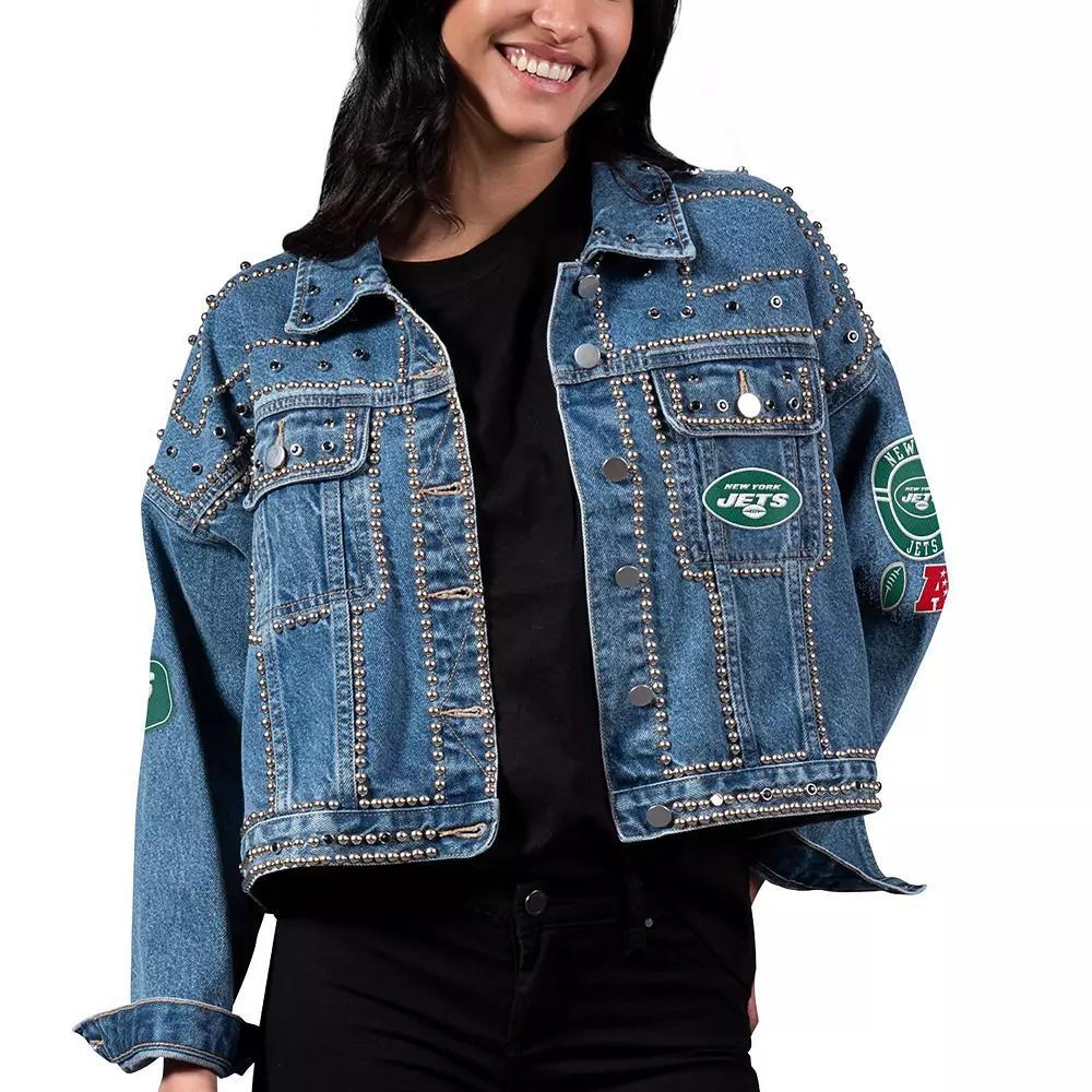 Women's G-III 4Her by Carl Banks New York Jets First Finish Medium Denim Full-Button Jacket, Size: 2XL, Blue Product Image