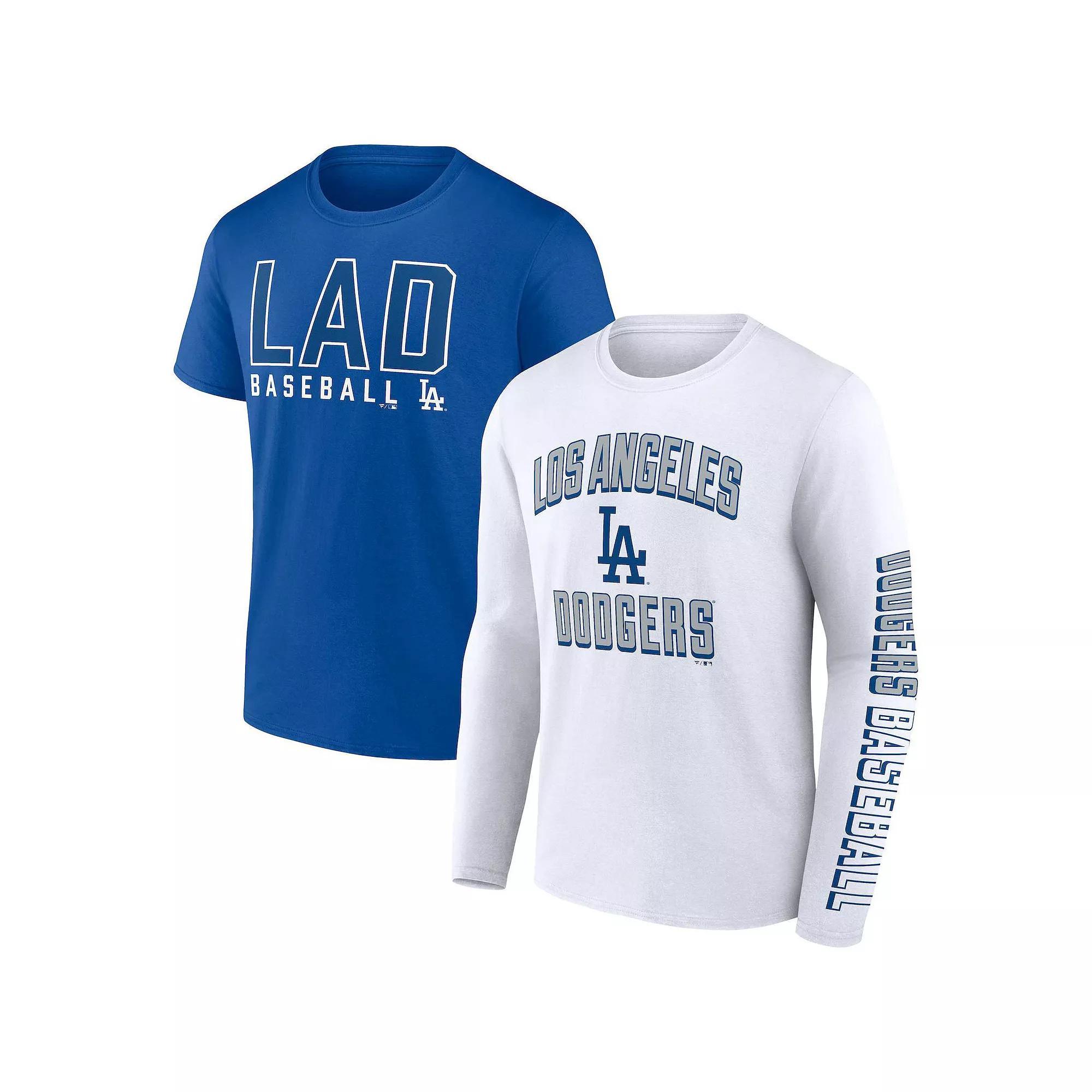 Men's Fanatics Branded Royal/White Los Angeles Dodgers Two-Pack Combo T-Shirt Set, Size: Small, Blue Product Image