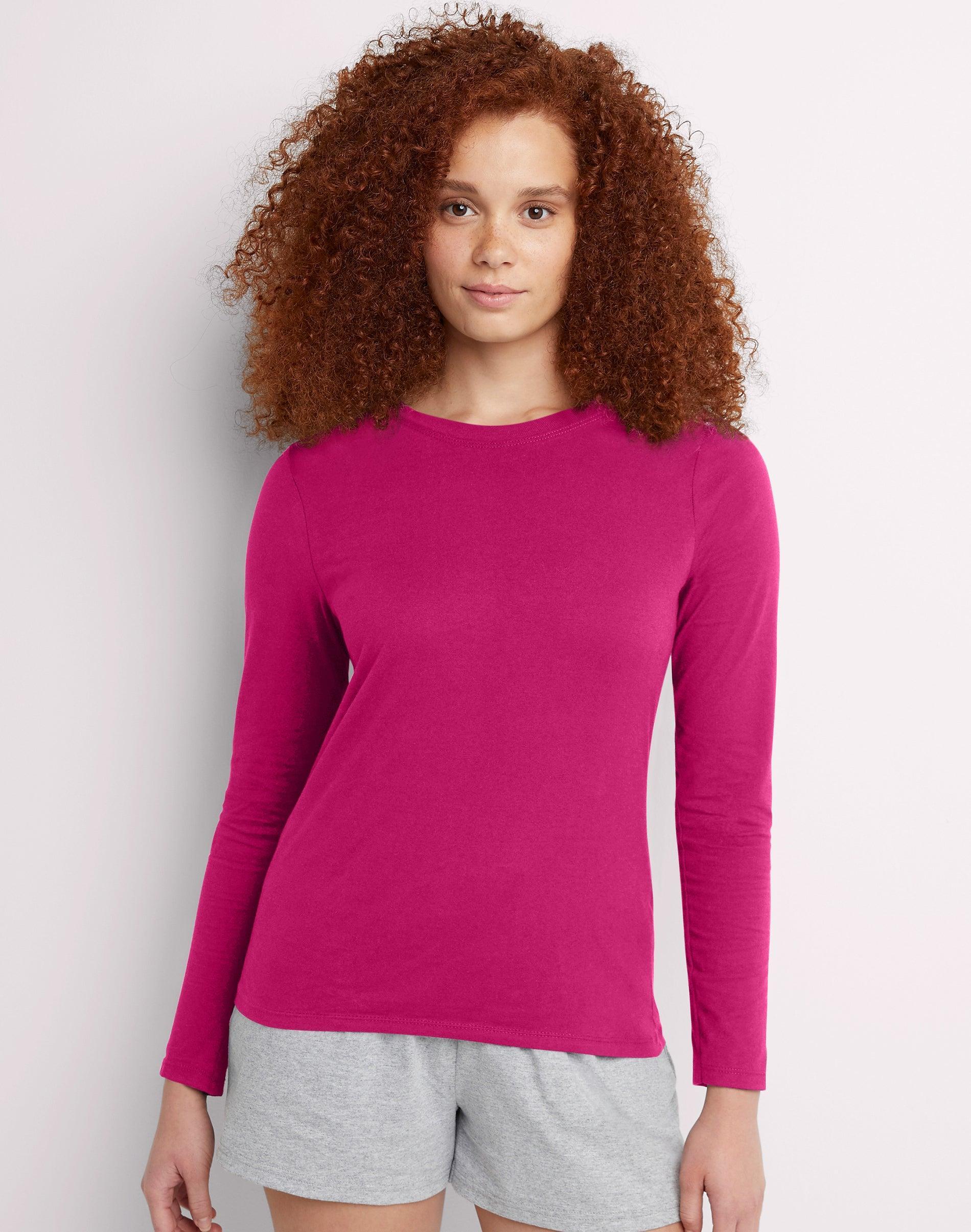 Hanes Womens Long Sleeve Cotton T-Shirt Deep Dive M Product Image