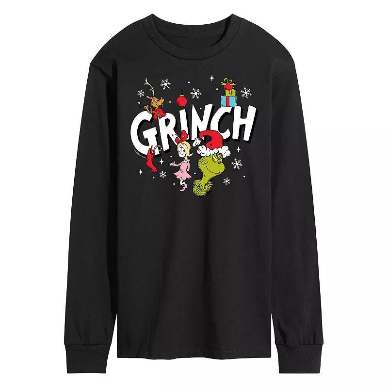 Men's Dr. Seuss Grinch Logo Long Sleeve Tee, Size: XXL, Gray Product Image