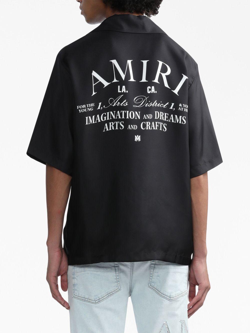 logo-print short-sleeve silk shirt Product Image