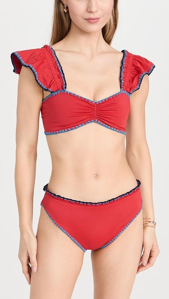 Sea Lemika Crochet Flutter Sleeve Bikini Top | Shopbop Product Image