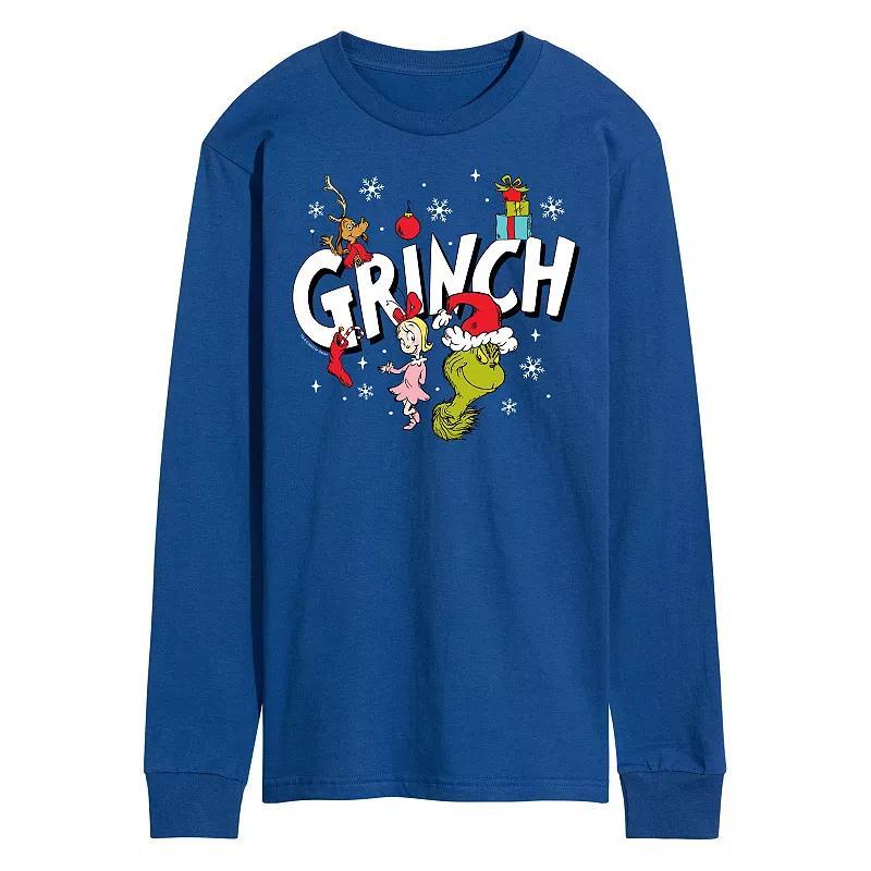 Men's Dr. Seuss Grinch Logo Long Sleeve Tee, Size: XXL, Gray Product Image