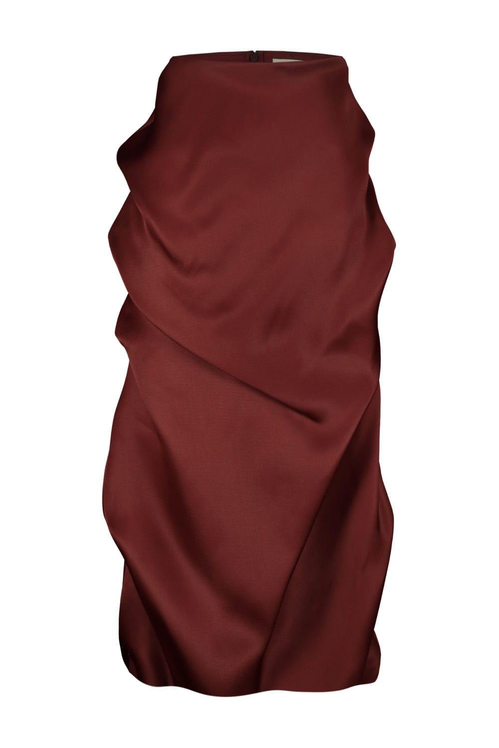 KHAITE Olula Draped Silk Maxi Skirt In Red Product Image