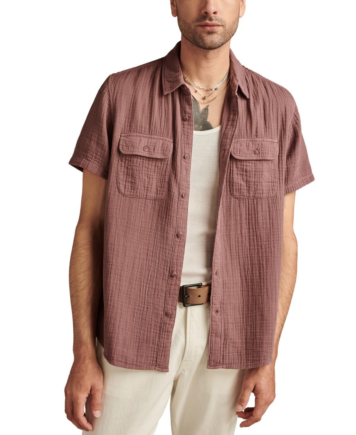 Lucky Brand Mens Double Weave Short Sleeve Button-Front Utility Shirt Product Image