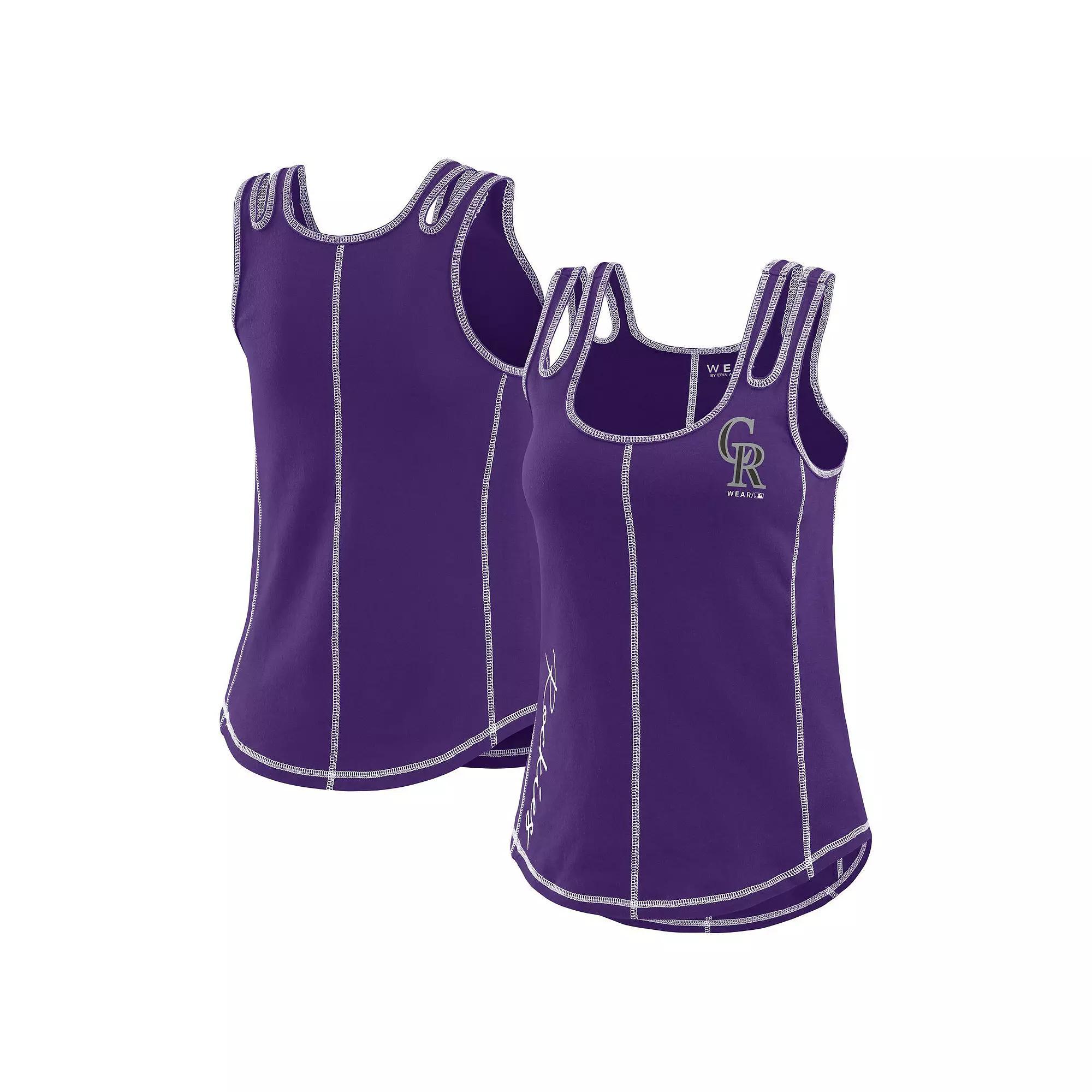 Women's WEAR by Erin Andrews Purple Colorado Rockies Contrast Stitch Tank Top,  Product Image