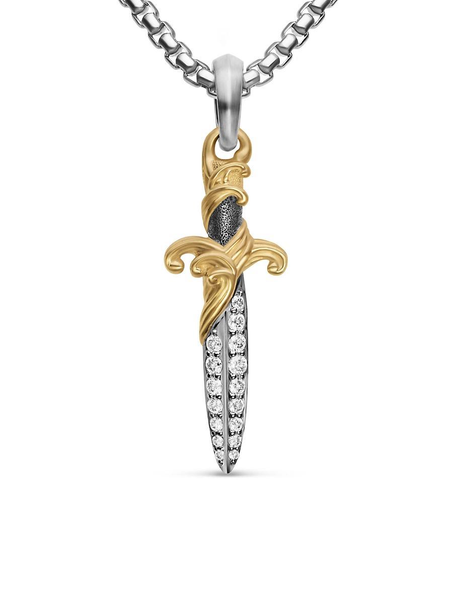 Mens Waves Dagger Amulet in Sterling Silver Product Image