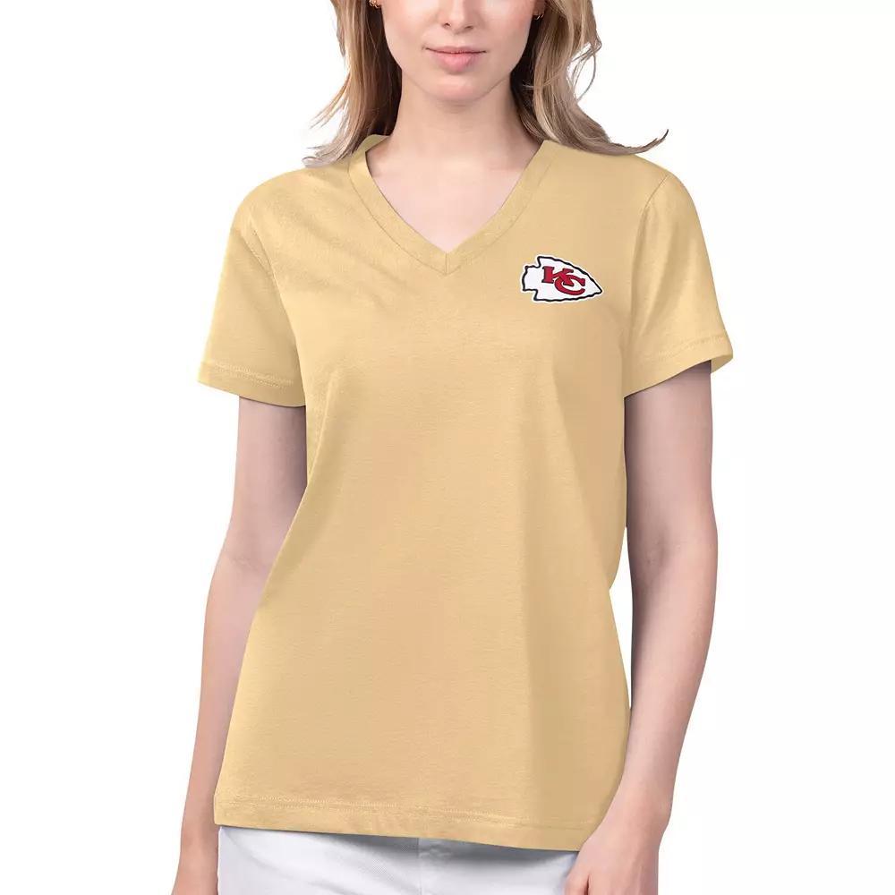 Women's Margaritaville Gold Kansas City Chiefs Game Time V-Neck T-Shirt, Size: Small Product Image