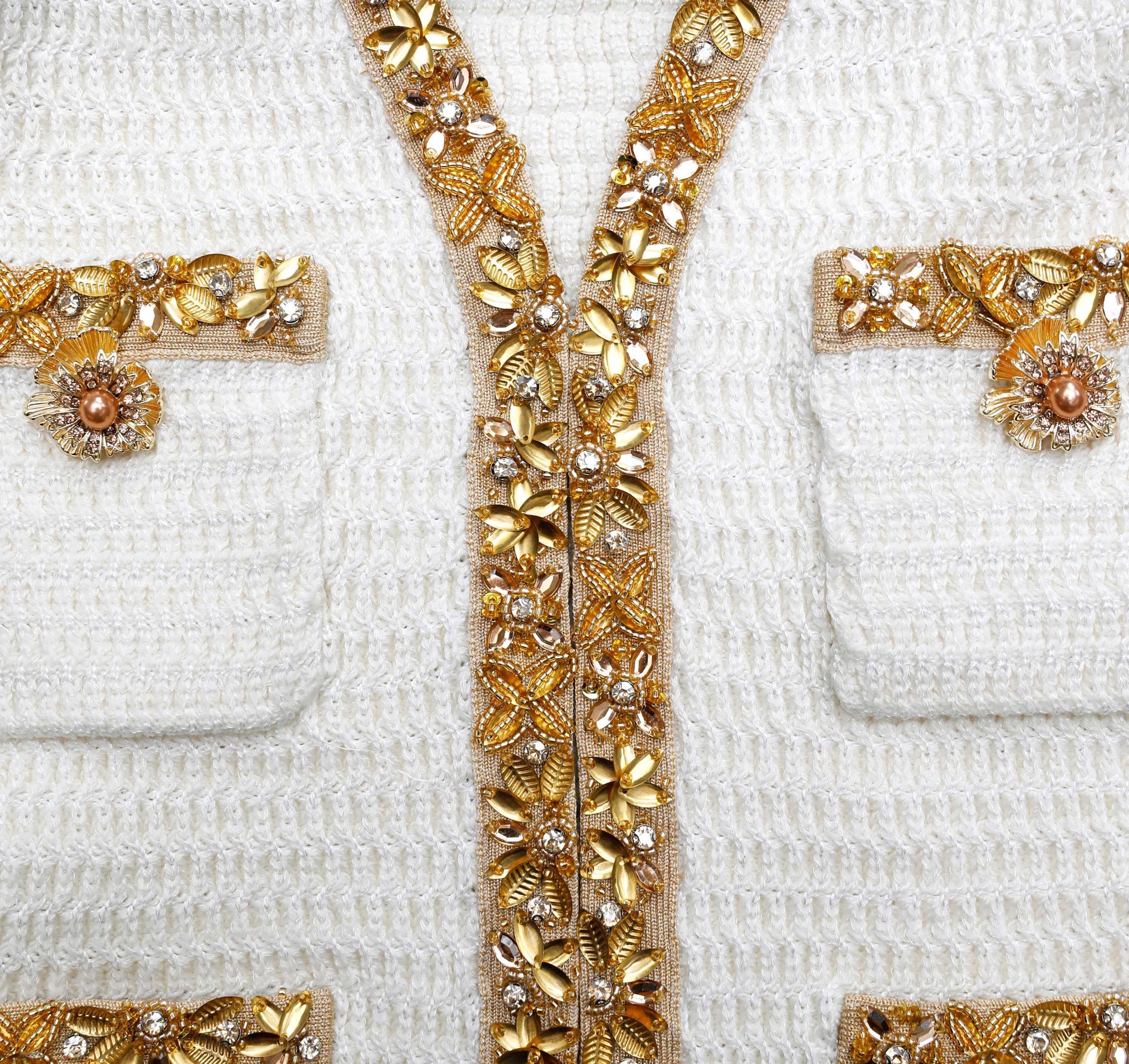 Cream Lurex Knit Cardigan Product Image