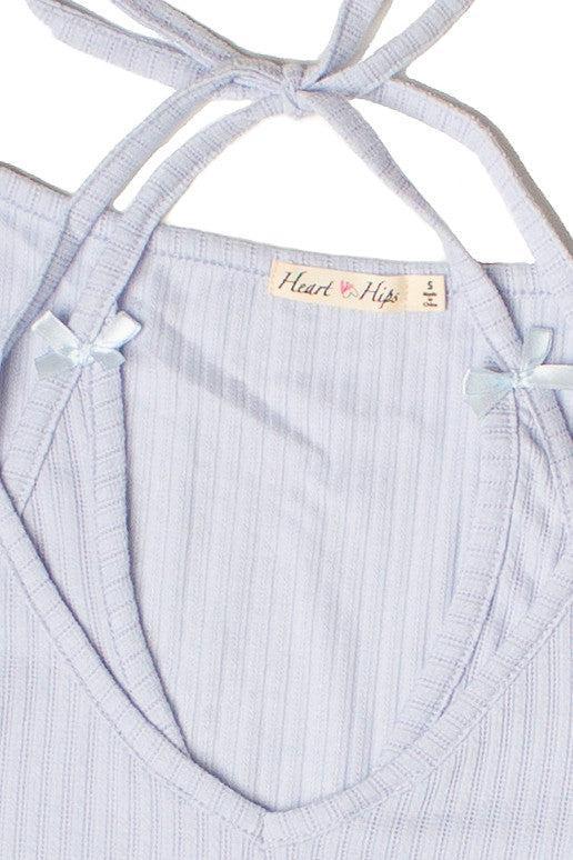 Layered Halter Bow Long Sleeve Top Product Image