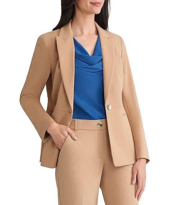Kasper Stretch Twill One Front Button Peak Lapel Jacket Product Image