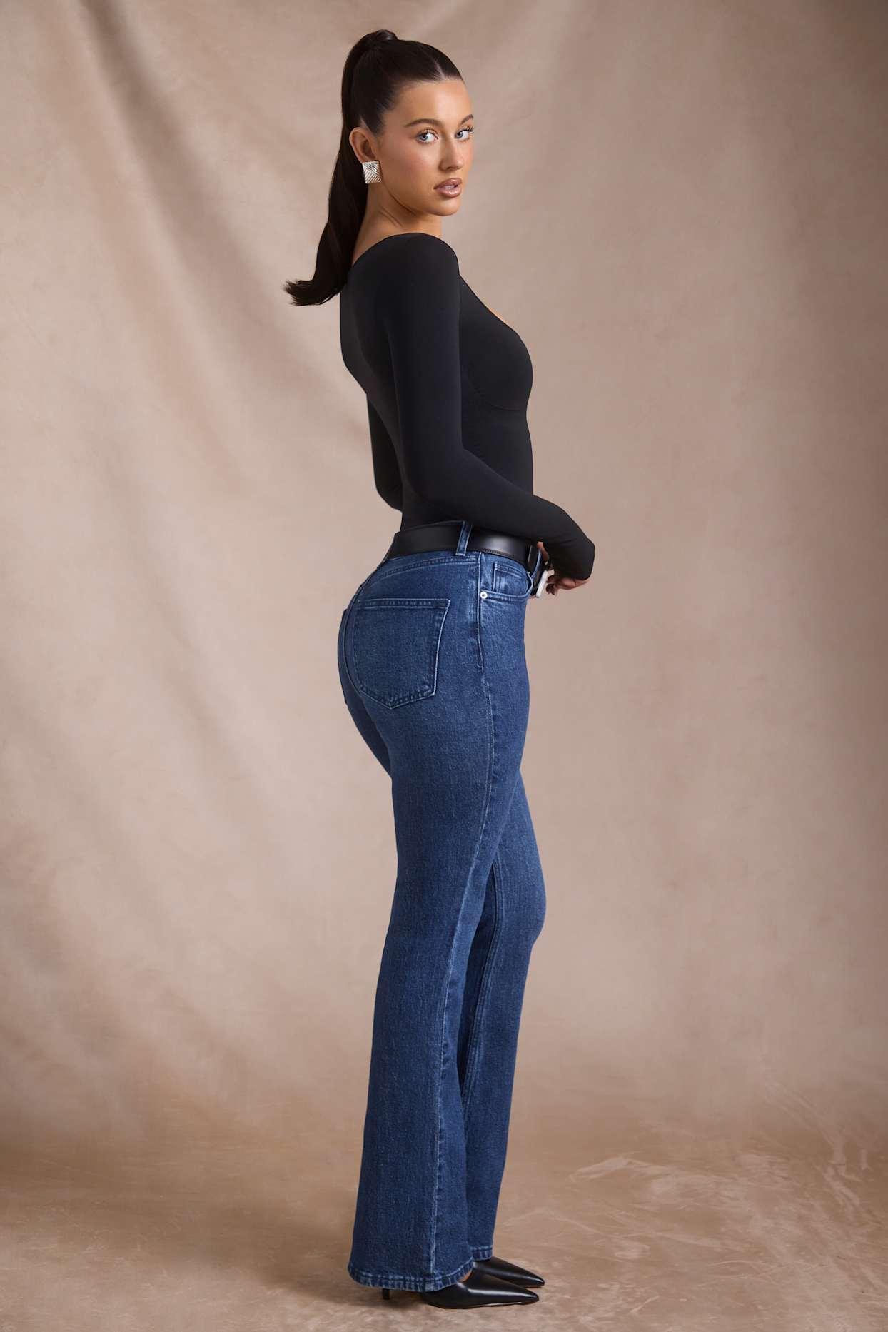 High-Rise Flared Jeans in Indigo Wash Product Image
