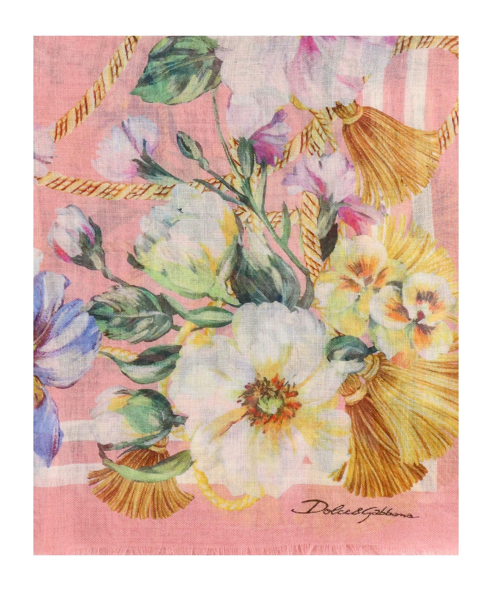 DOLCE & GABBANA Floral Printed Scarf In Pink Product Image