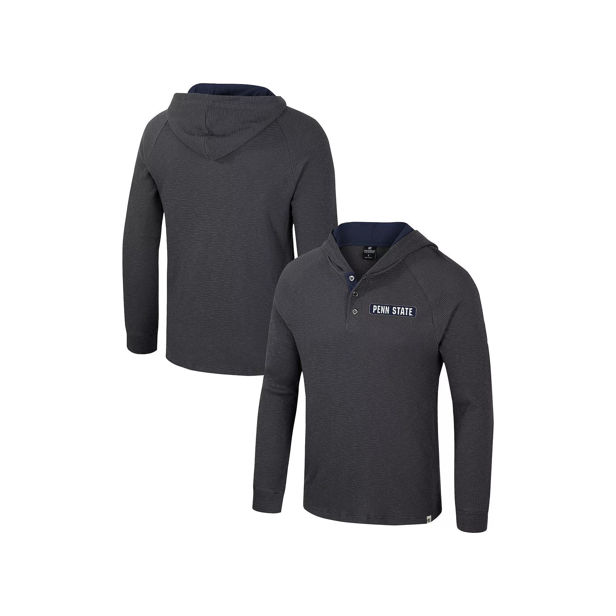 Men's Colosseum  Gray Penn State Nittany Lions Dujour Ralgan Long Sleeve Henley Pullover Hoodie, Size: Medium, Grey Product Image