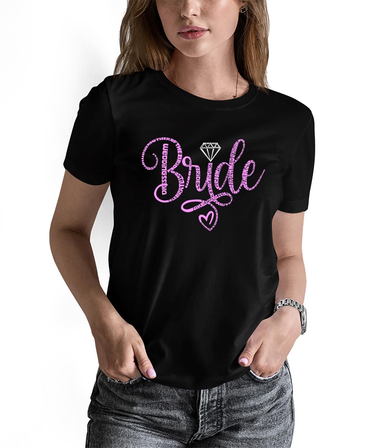 La Pop Art Womens Bride Word Art Short Sleeve T-shirt Product Image