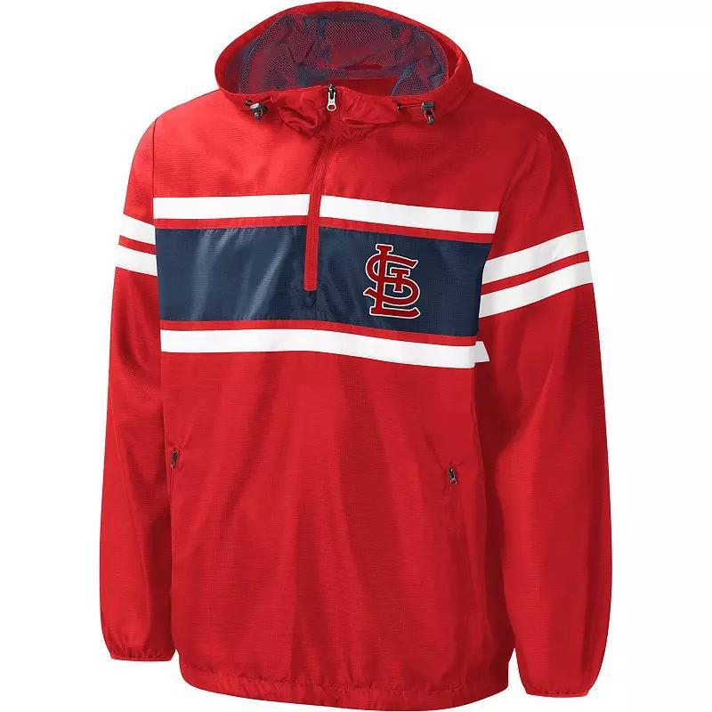 Men's G-III Sports by Carl Banks Red St. Louis Cardinals Game Score Half-Zip Windbreaker,  Product Image