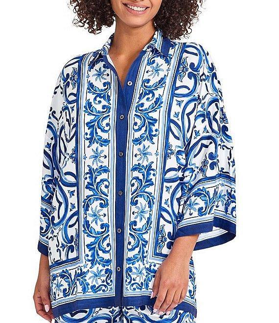 Tommy Bahama Terrazzo Tile Drawstring Tie Waist Pull-On Short Swim Cover-Up Product Image