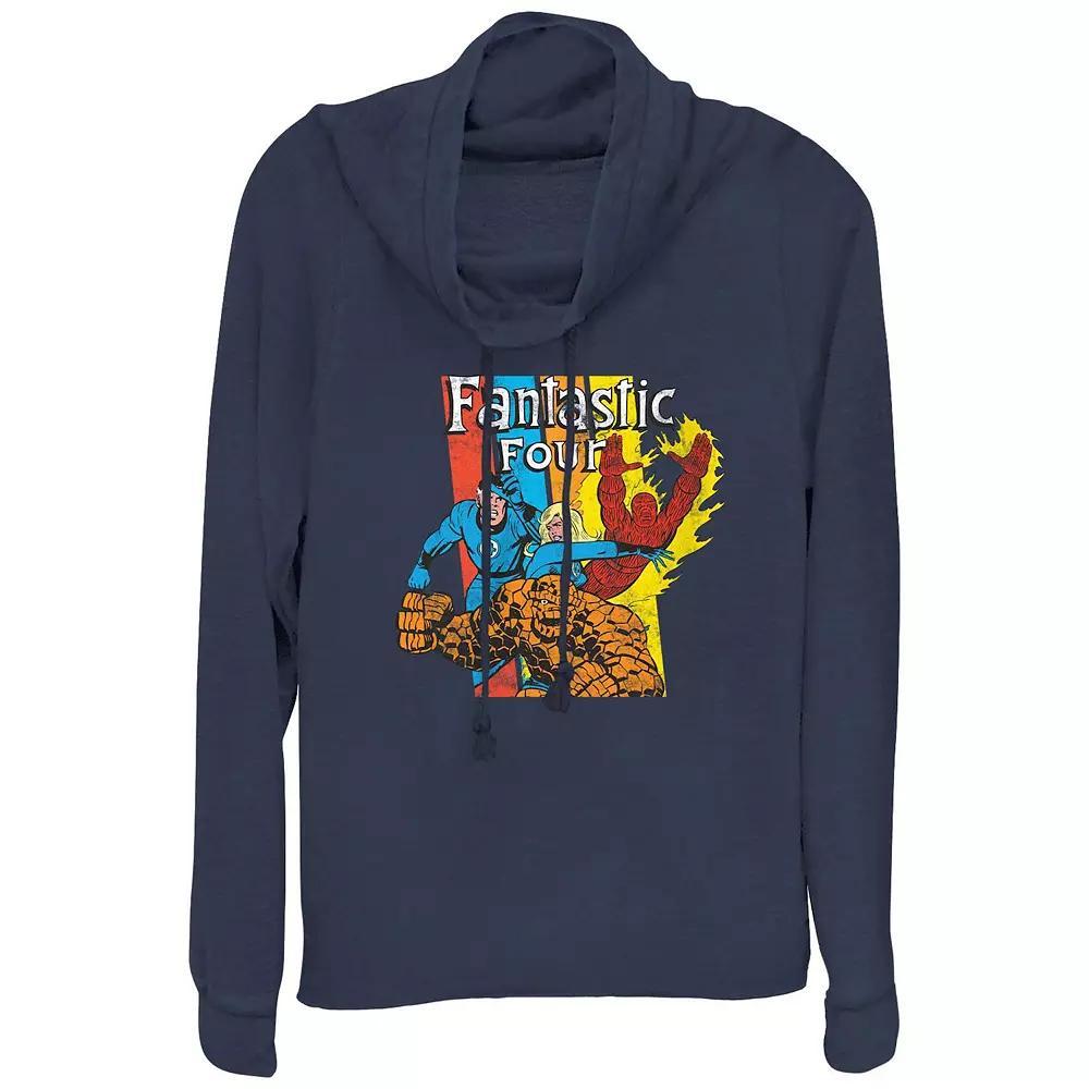 Plus Size Marvel Fantastic Four Action Team Cowlneck Graphic Lightweight Long Sleeve, Women's, Size: 1XL, Blue Product Image