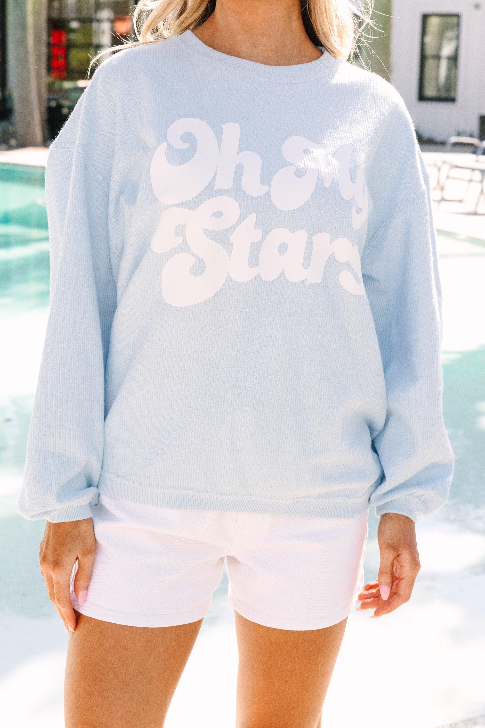 Oh My Stars Light Blue Graphic Corded Sweatshirt Female Product Image