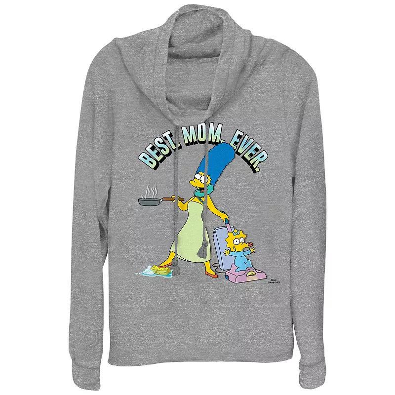 Women's The Simpsons Best Mom Ever Cowlneck Graphic Lightweight Long Sleeve,  Product Image