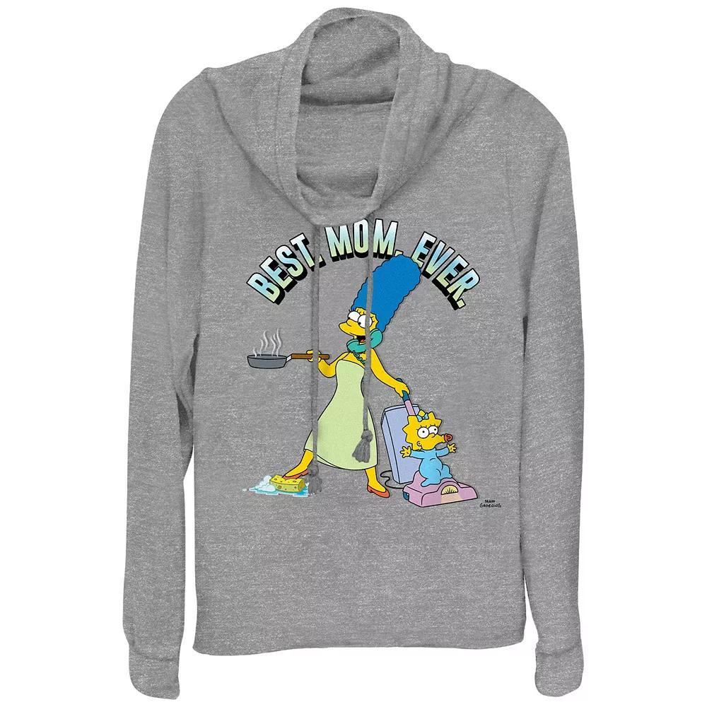 Women's The Simpsons Best Mom Ever Cowlneck Graphic Lightweight Long Sleeve,  Product Image